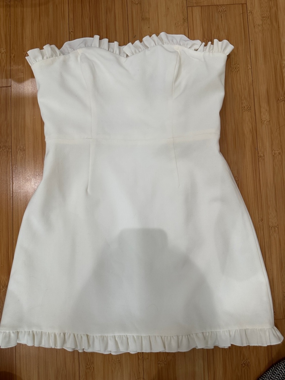 French Connection White/cream Strapless Ruffle Mini Dress